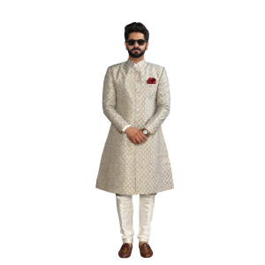 Father Son Banarasi Sherwani - Buy Silver Blue Combo | Jaipurio